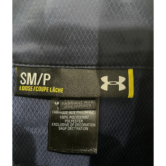 Under Armour SweatShirt Men S 1/4 Zip Pullover Mock Neck Blue White Striped - Picture 2 of 4